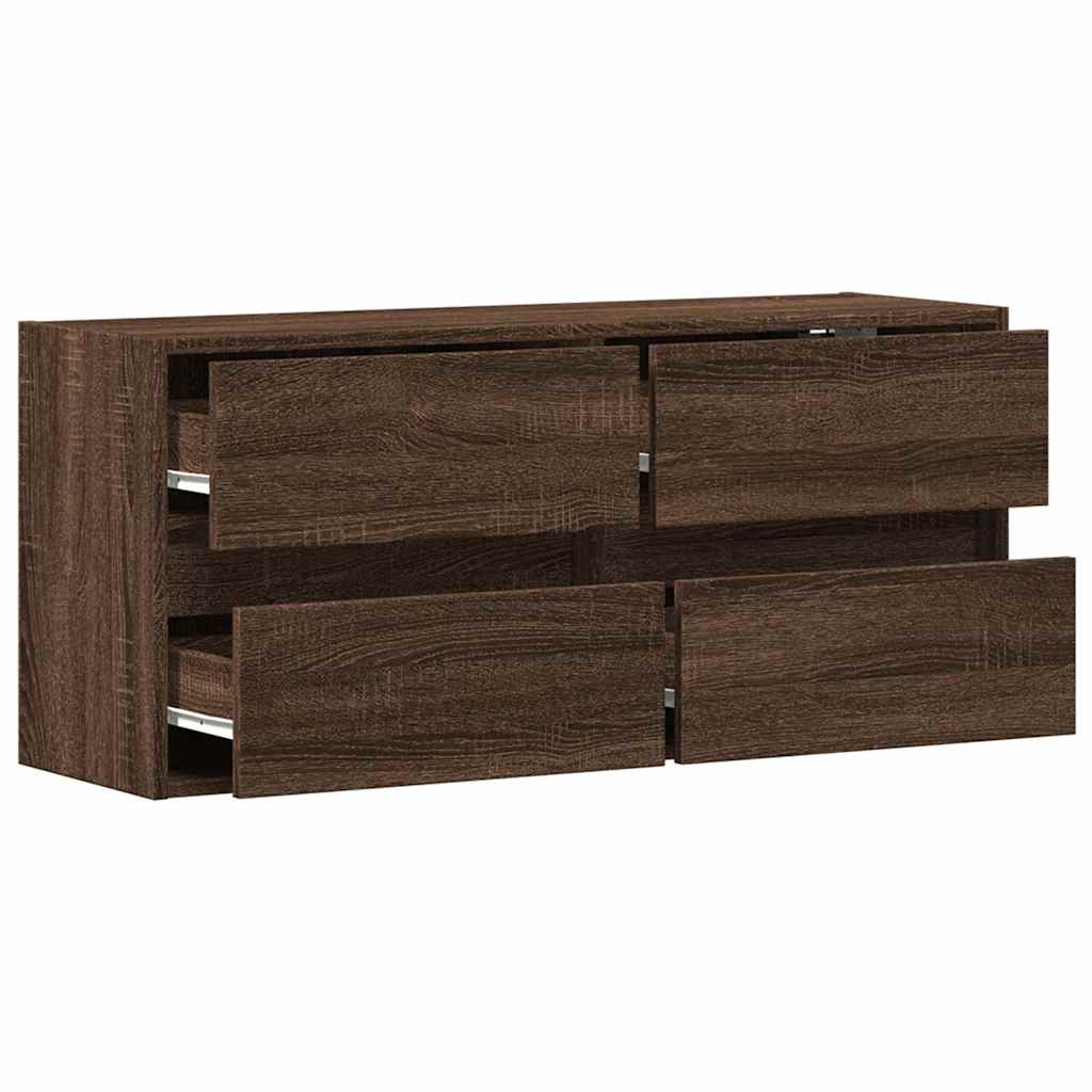 Zidni TV ormarić s LED svjetlima smeđa boja hrasta 100x31x45 cm