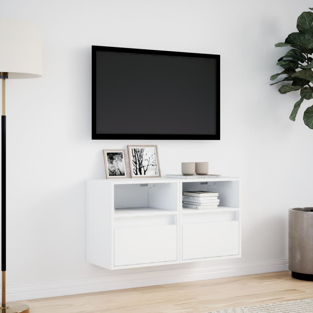 Zidni TV ormarići s LED svjetlima 2 kom bijeli 41 x 31 x 45 cm