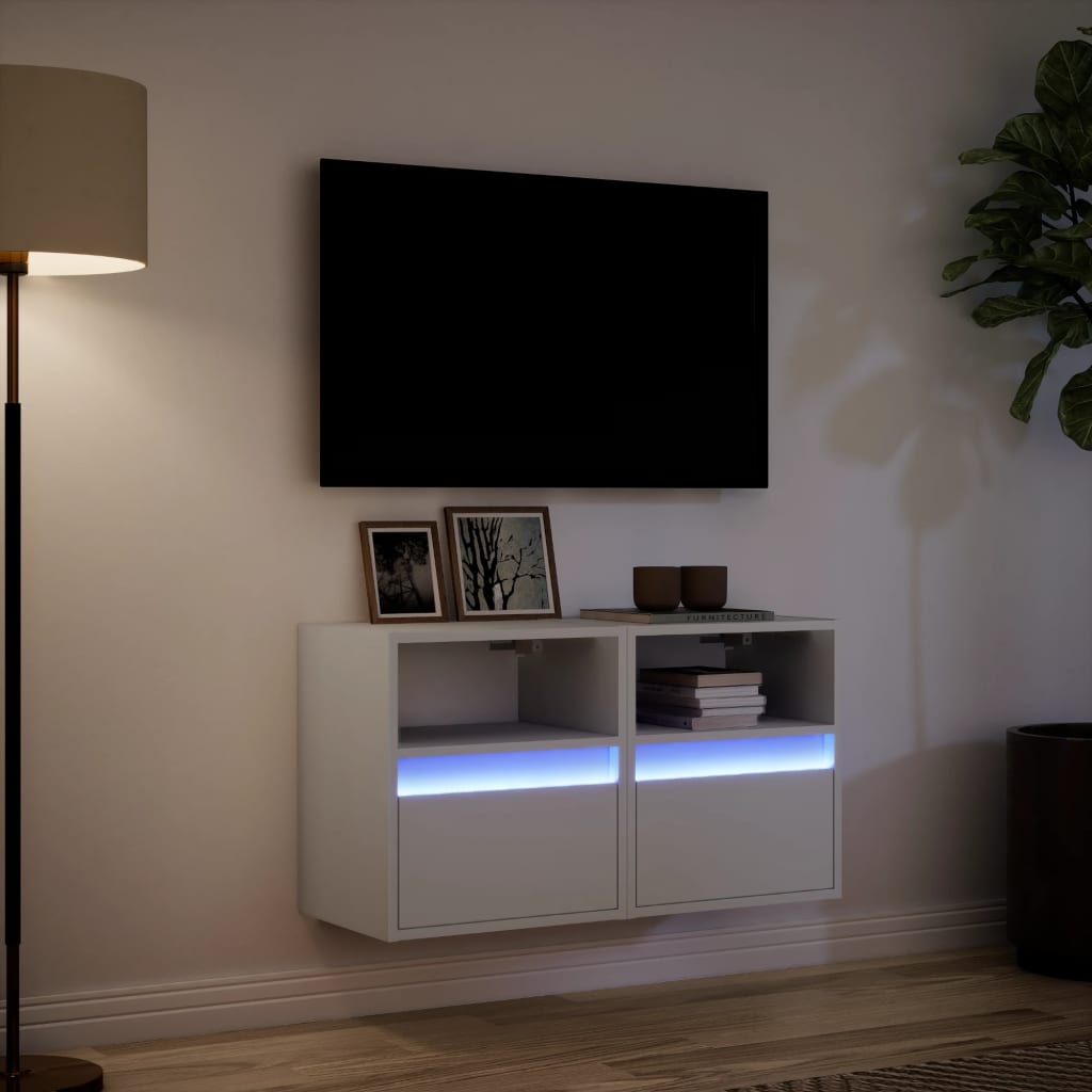 Zidni TV ormarići s LED svjetlima 2 kom bijeli 41 x 31 x 45 cm