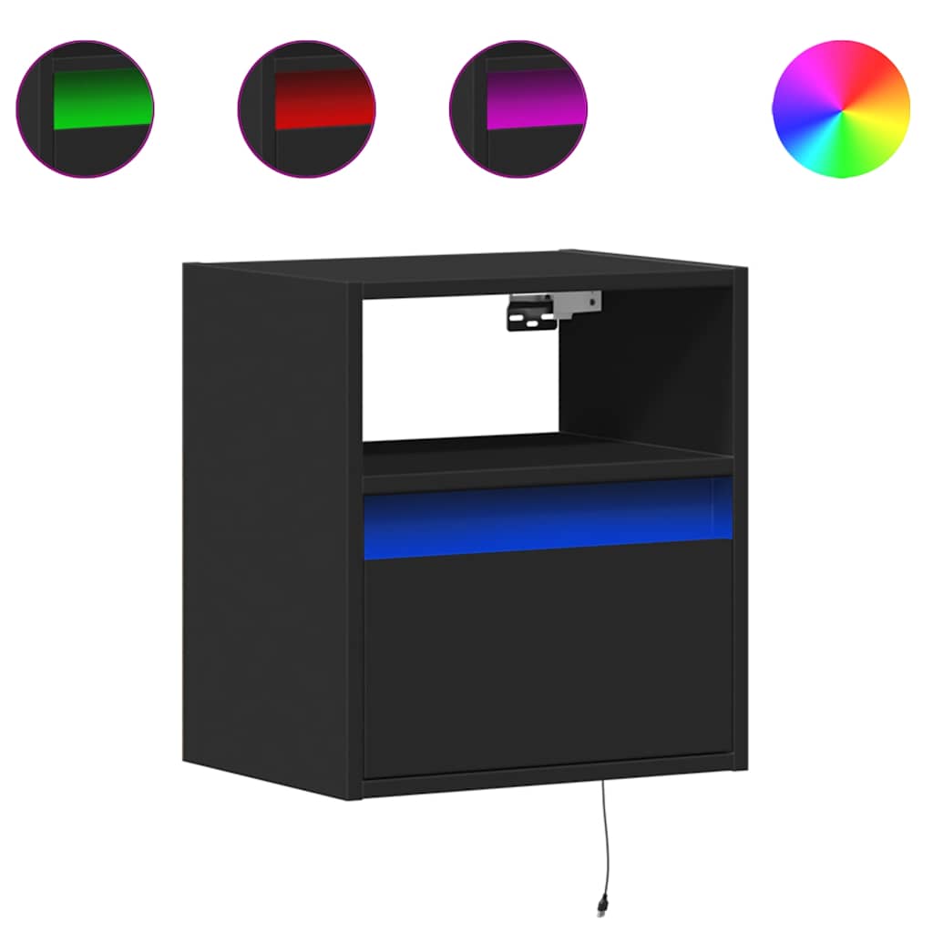 Zidni TV ormarići s LED svjetlima 2 kom crni 41x31x45 cm