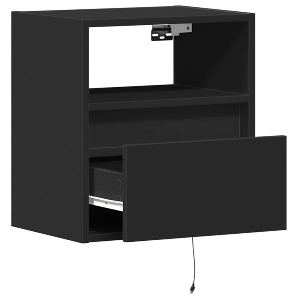 Zidni TV ormarići s LED svjetlima 2 kom crni 41x31x45 cm