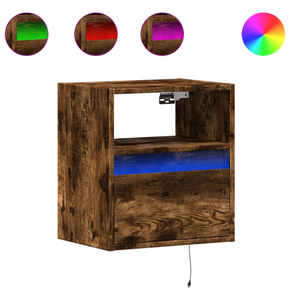 Zidni TV ormarić s LED svjetlima boja hrasta 41x31x45 cm