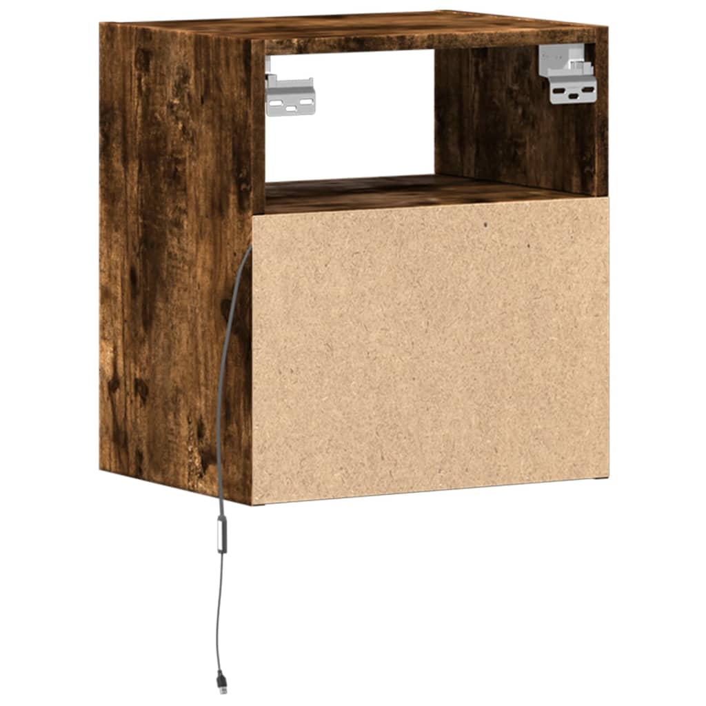 Zidni TV ormarić s LED svjetlima boja hrasta 41x31x45 cm