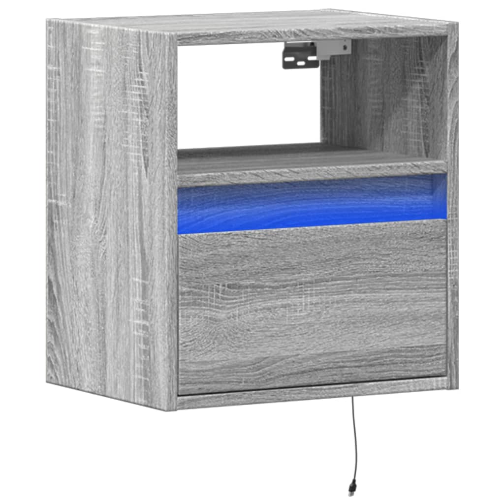 Zidni TV ormarić s LED svjetlima siva boja hrasta 41x31x45 cm