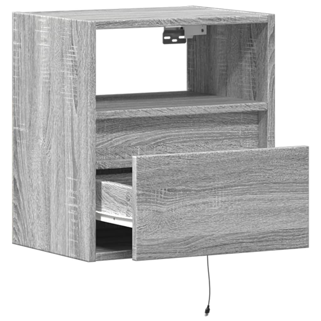 Zidni TV ormarić s LED svjetlima siva boja hrasta 41x31x45 cm