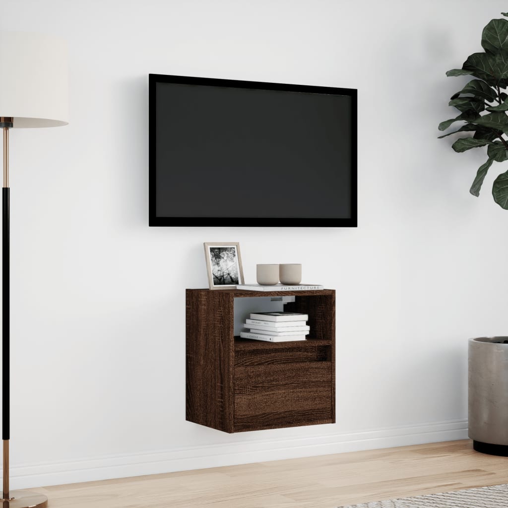 Zidni TV ormarić s LED svjetlima boja hrasta 41x31x45 cm