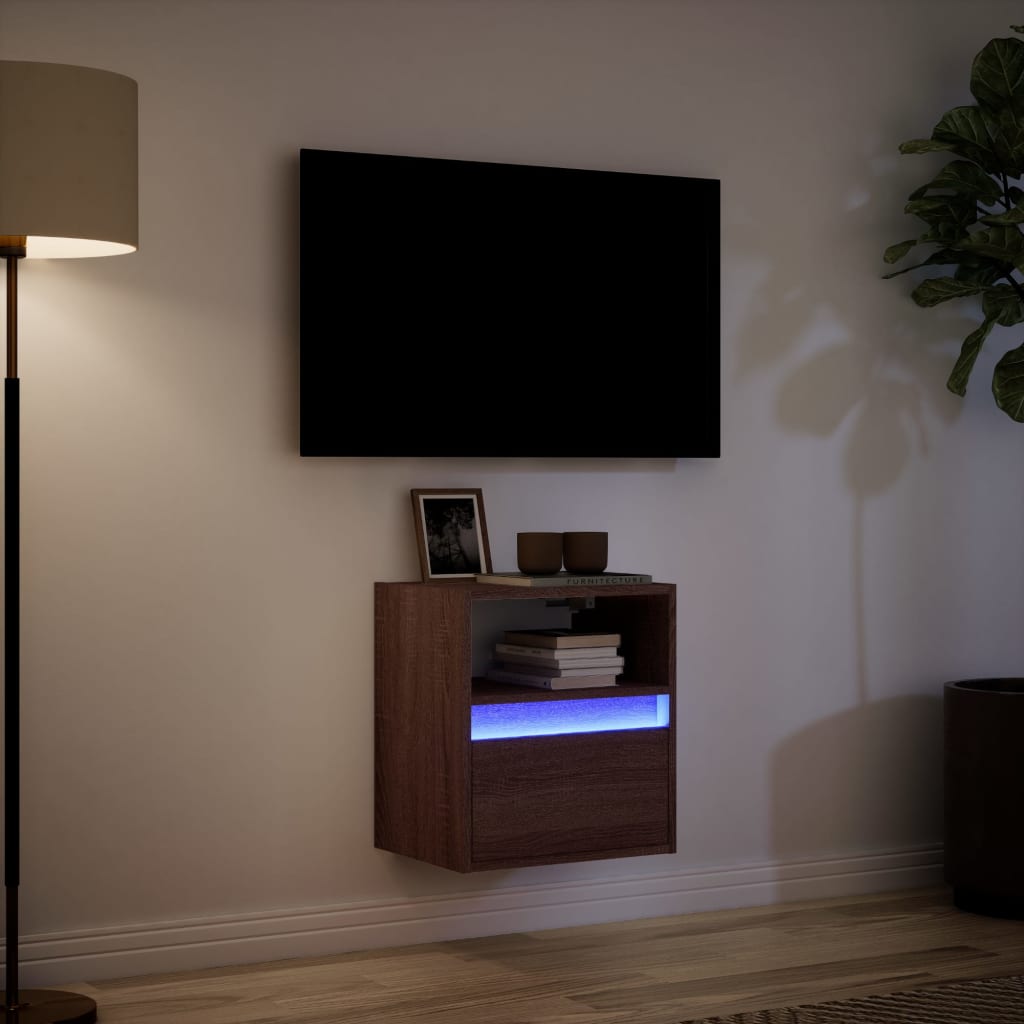 Zidni TV ormarić s LED svjetlima boja hrasta 41x31x45 cm