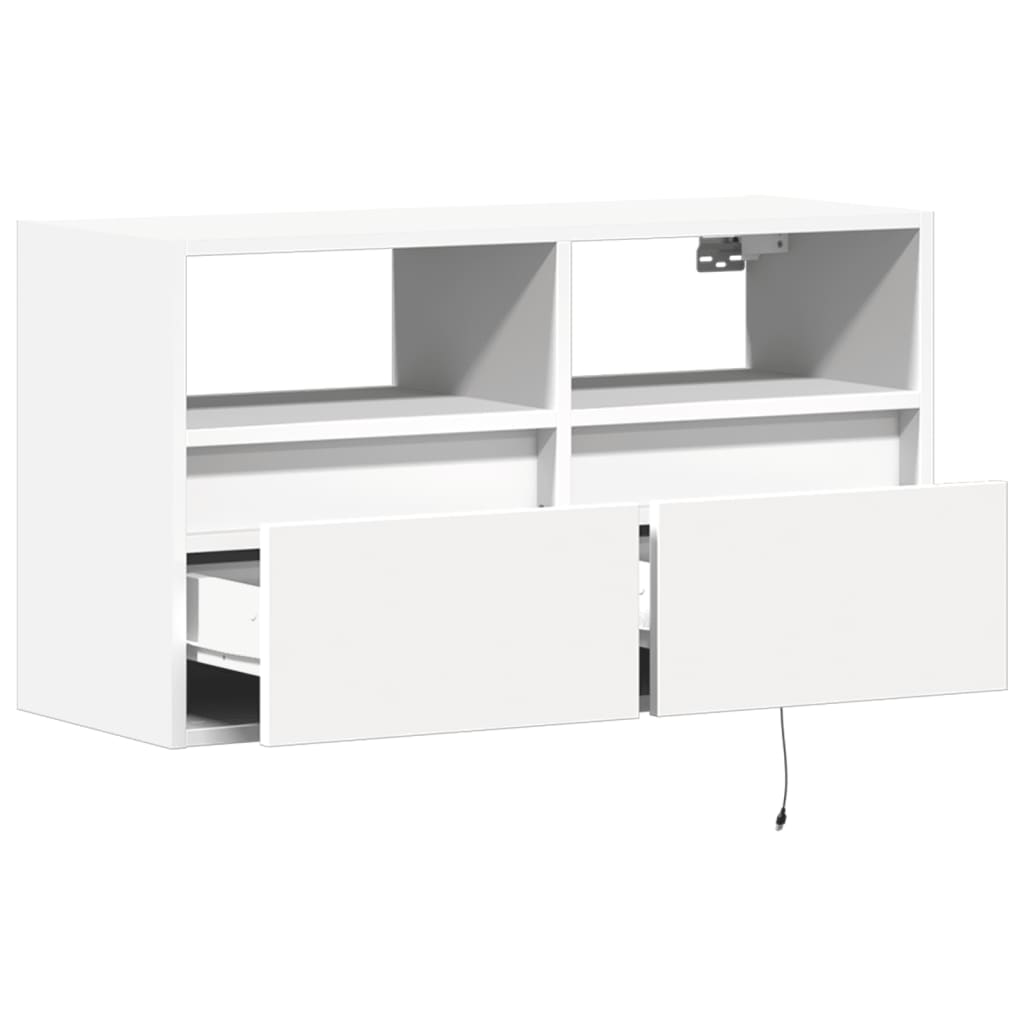 Zidni TV ormarić s LED svjetlima bijeli 80 x 31 x 45 cm
