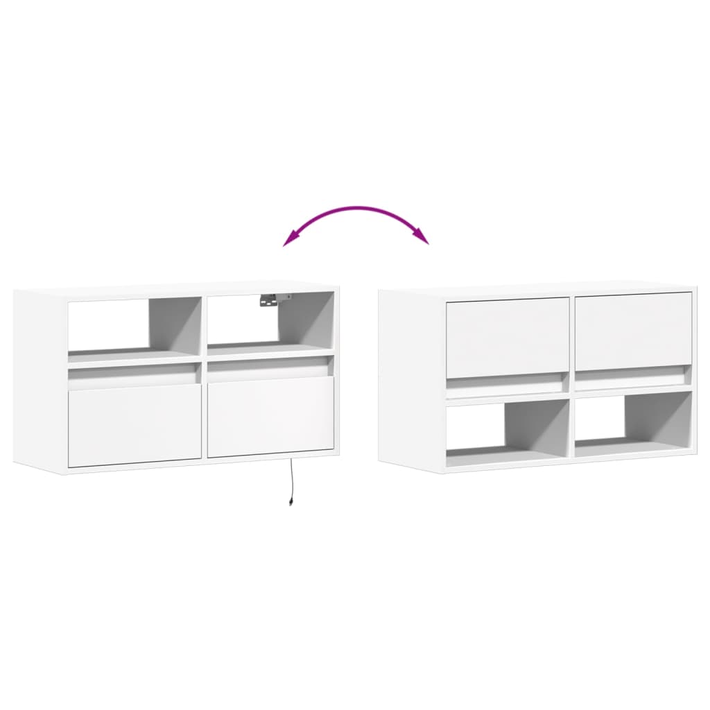 Zidni TV ormarić s LED svjetlima bijeli 80 x 31 x 45 cm
