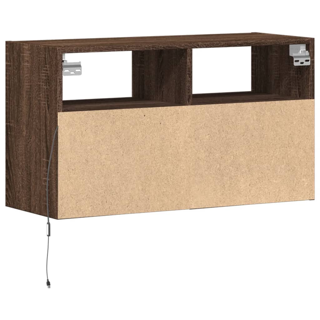 Zidni TV ormarić s LED svjetlima smeđa boja hrasta 80x31x45 cm
