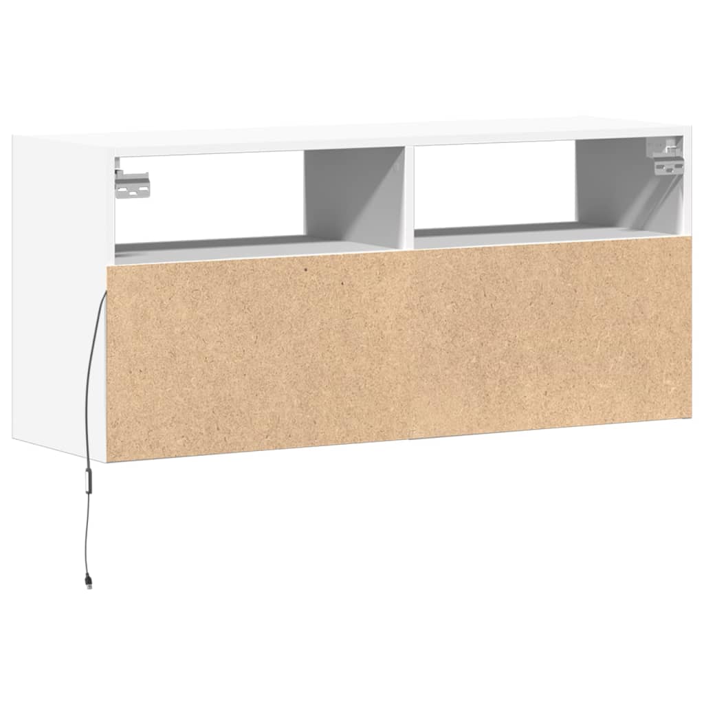 Zidni TV ormarić s LED svjetlima bijeli 100x31x45 cm