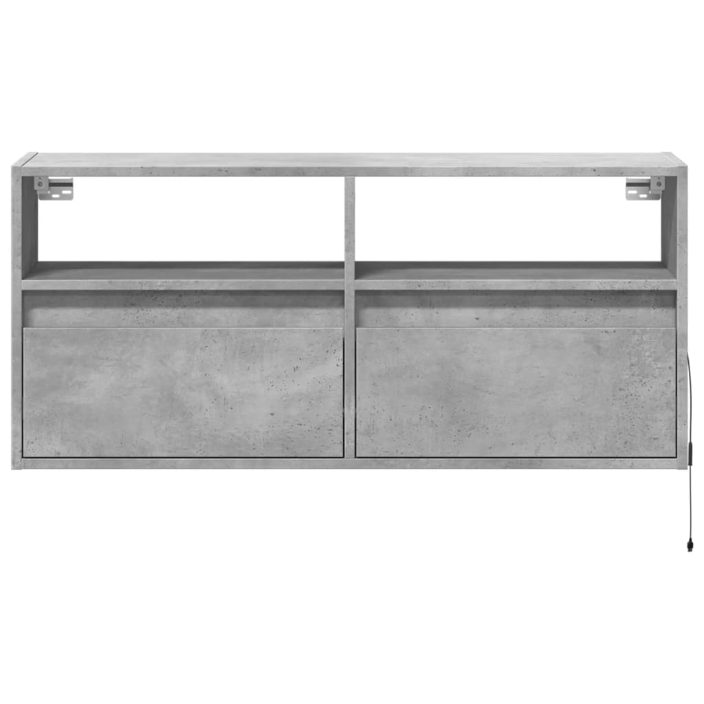 Zidni TV ormarić s LED svjetlima boja betona 100x31x45 cm