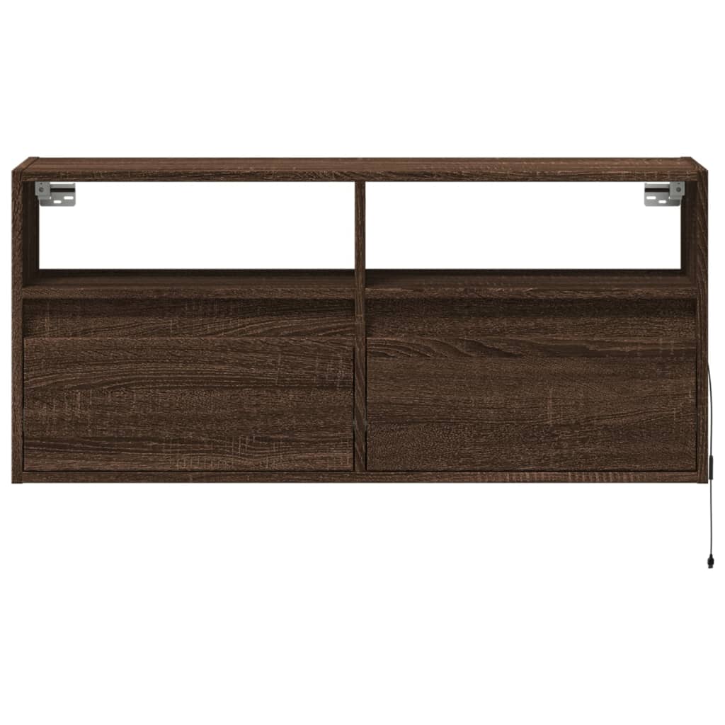 Zidni TV ormarić s LED svjetlima smeđa boja hrasta 100x31x45 cm