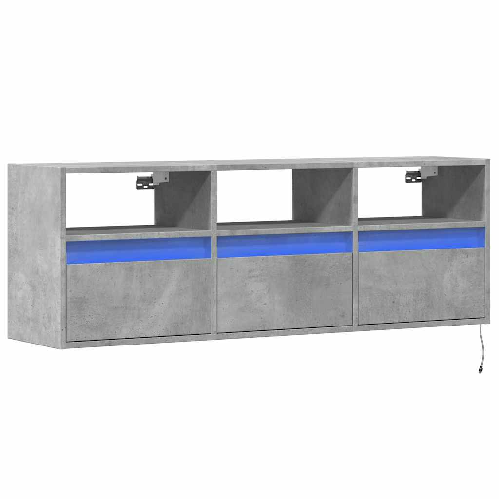 Zidni TV ormarić s LED svjetlima boja betona 130 x 31 x 45 cm