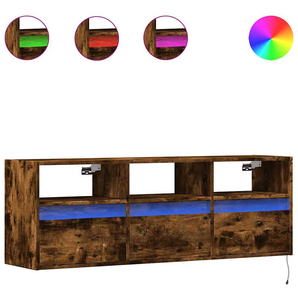 Zidni TV ormarić LED boja dimljenog hrasta 130x31x45 cm