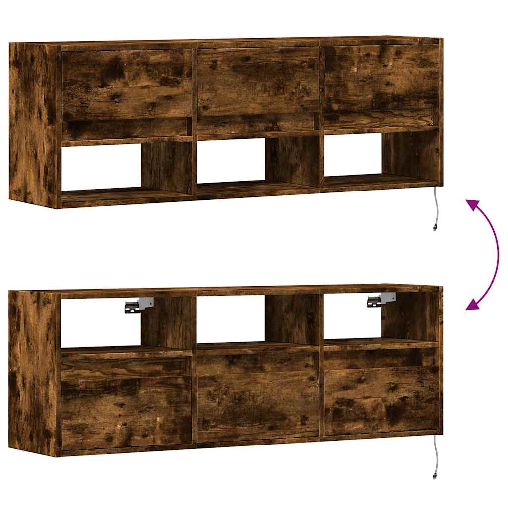 Zidni TV ormarić LED boja dimljenog hrasta 130x31x45 cm