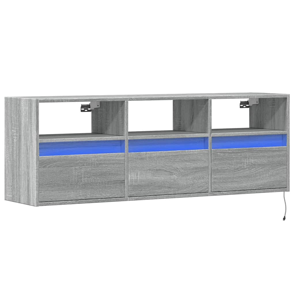 Zidni TV ormarić s LED svjetlima boja hrasta 130x31x45 cm