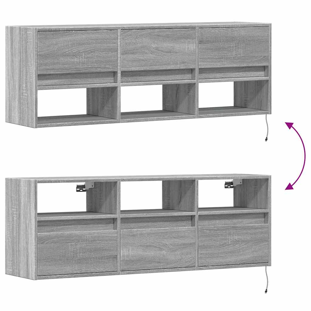 Zidni TV ormarić s LED svjetlima boja hrasta 130x31x45 cm