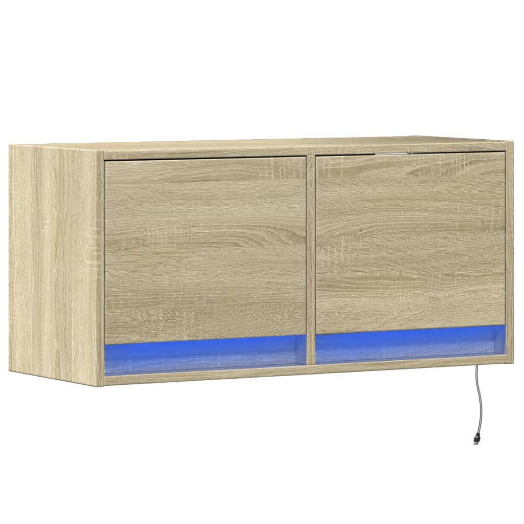 Zidni TV ormarić s LED svjetlima boja hrasta sonome 80x31x38 cm