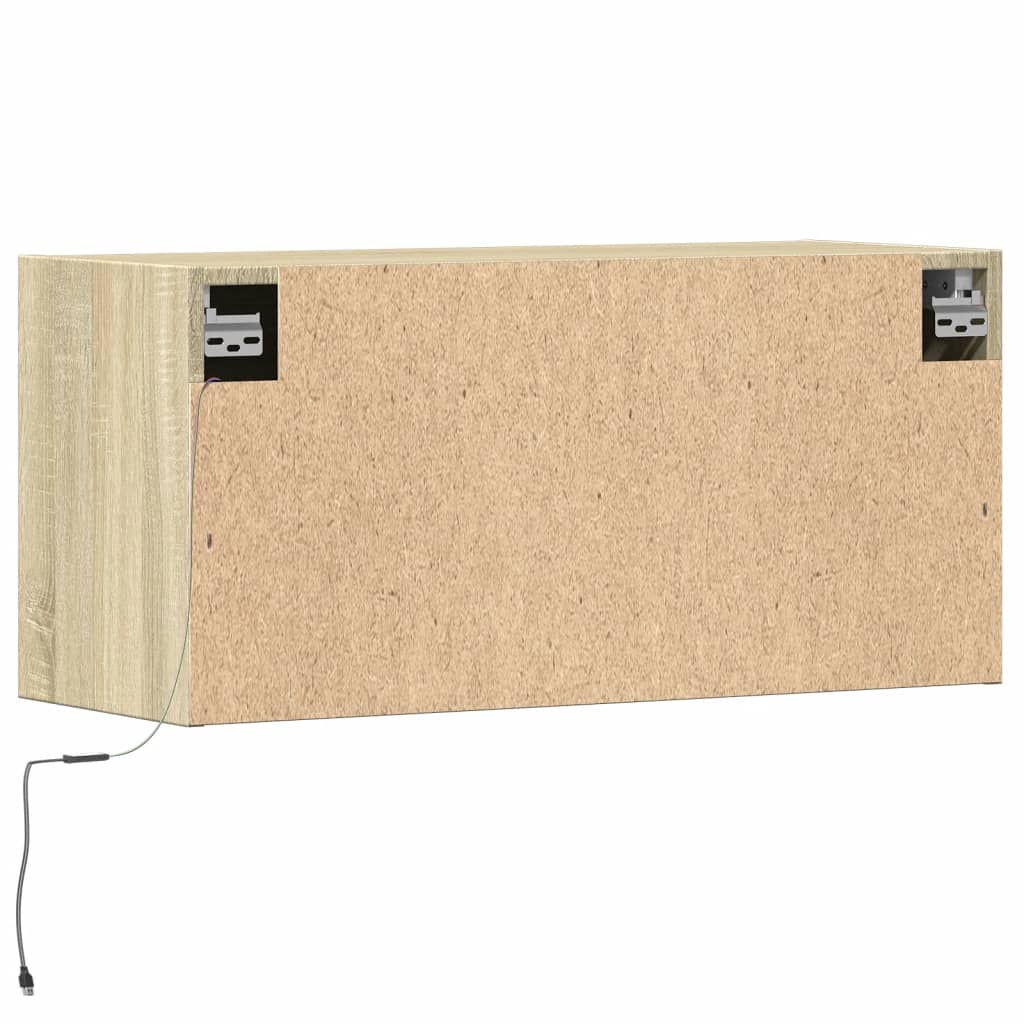 Zidni TV ormarić s LED svjetlima boja hrasta sonome 80x31x38 cm
