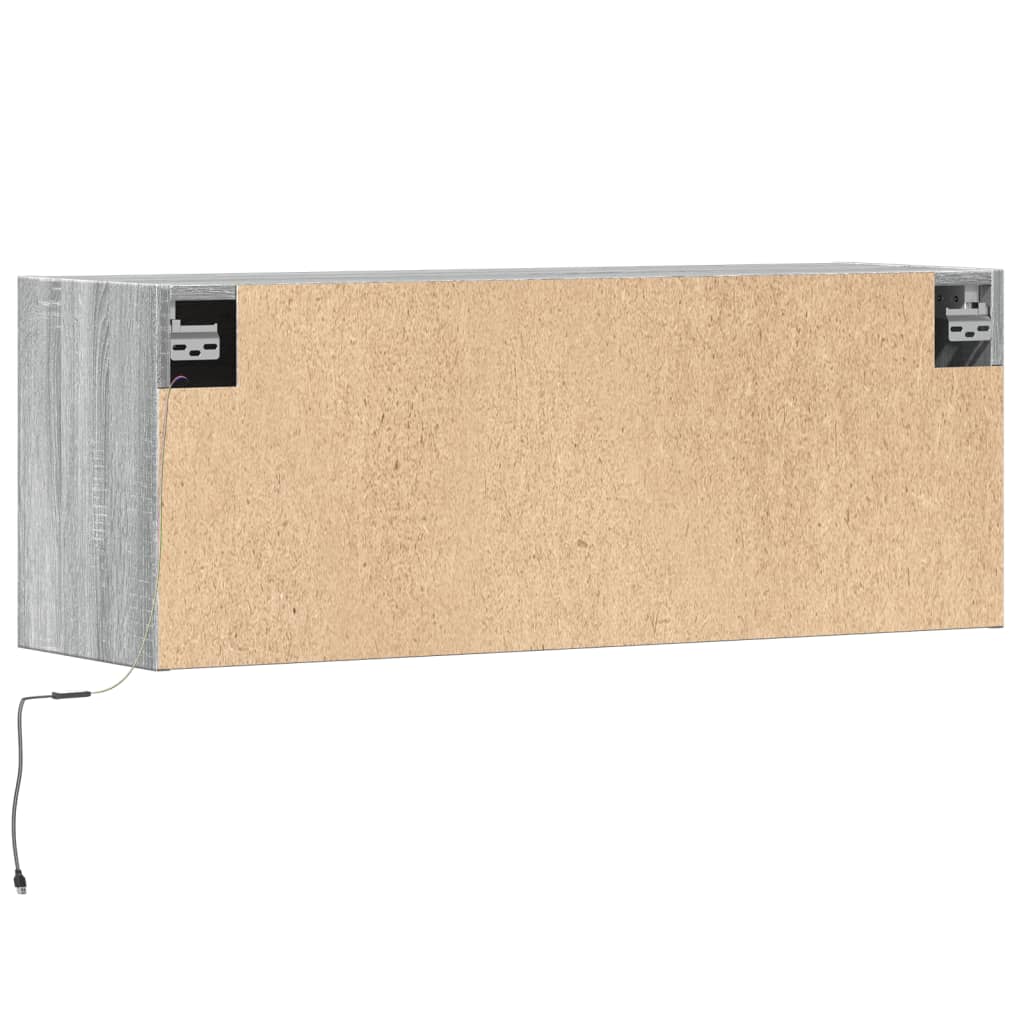 Zidni TV ormarić s LED svjetlima siva boja hrasta 100x31x38 cm