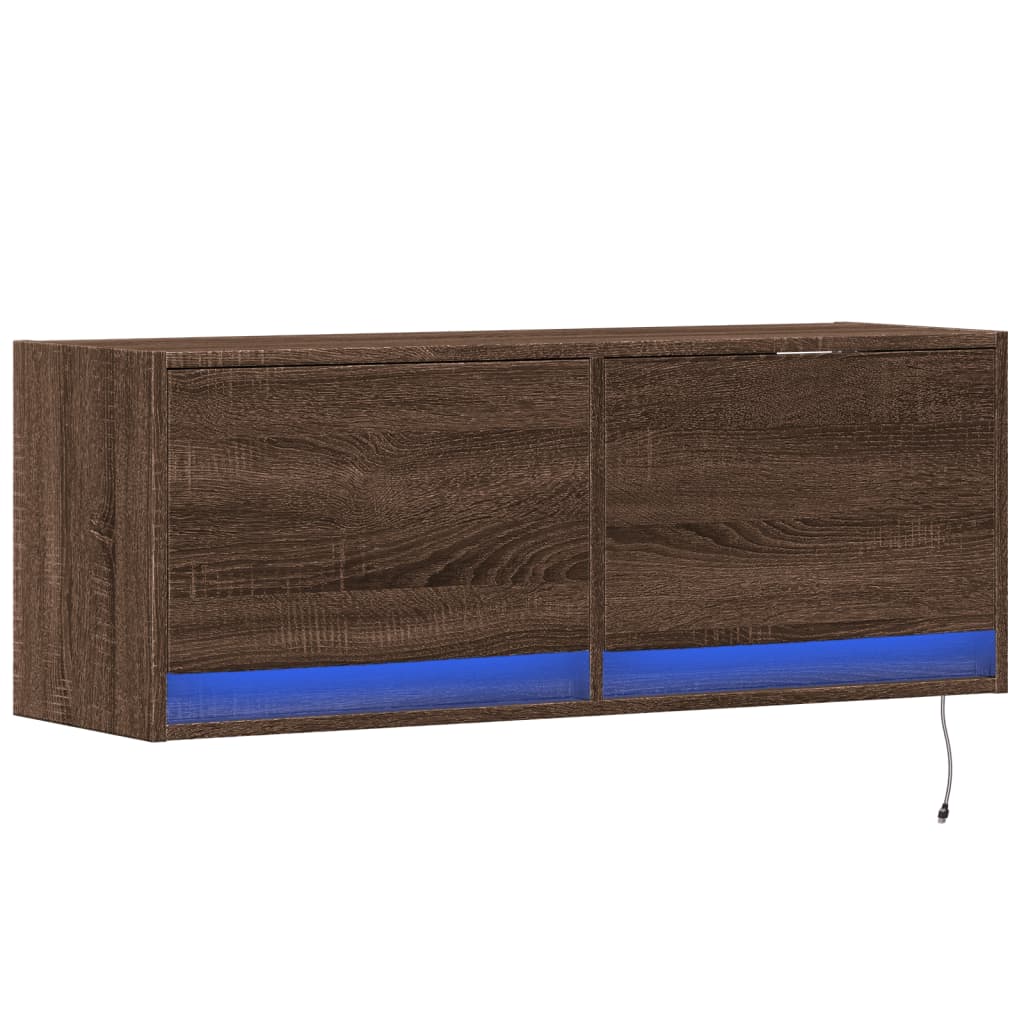 Zidni TV ormarić LED smeđa boja hrasta 100x31x38 cm