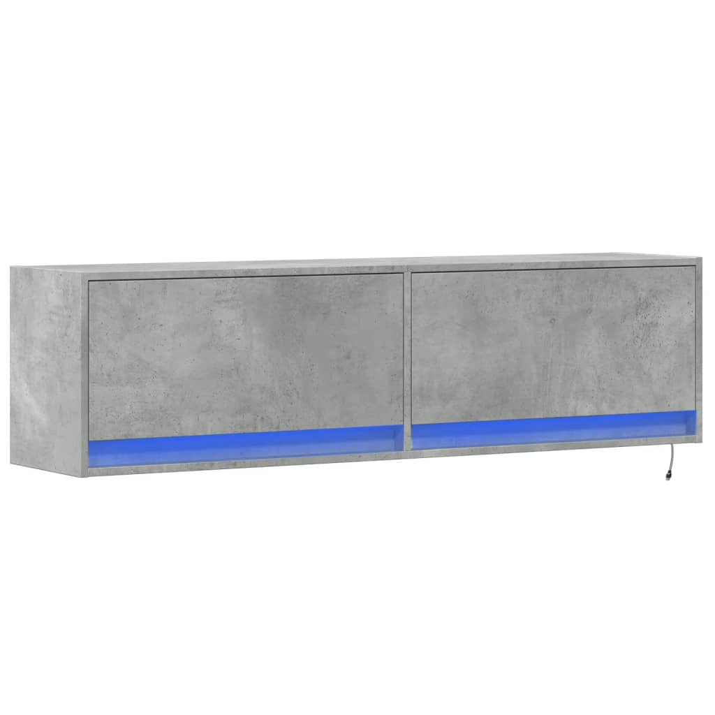 Zidni TV ormarić s LED svjetlima boja betona 140x31x38 cm