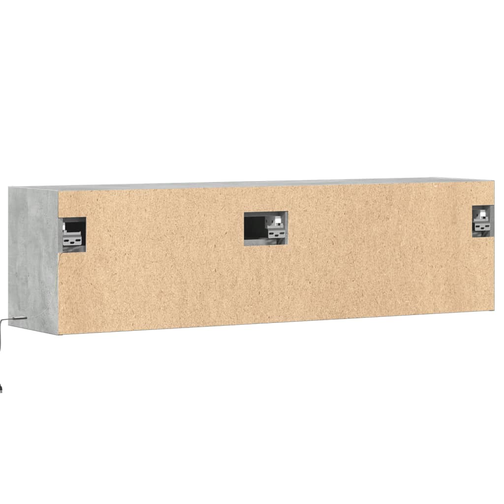 Zidni TV ormarić s LED svjetlima boja betona 140x31x38 cm