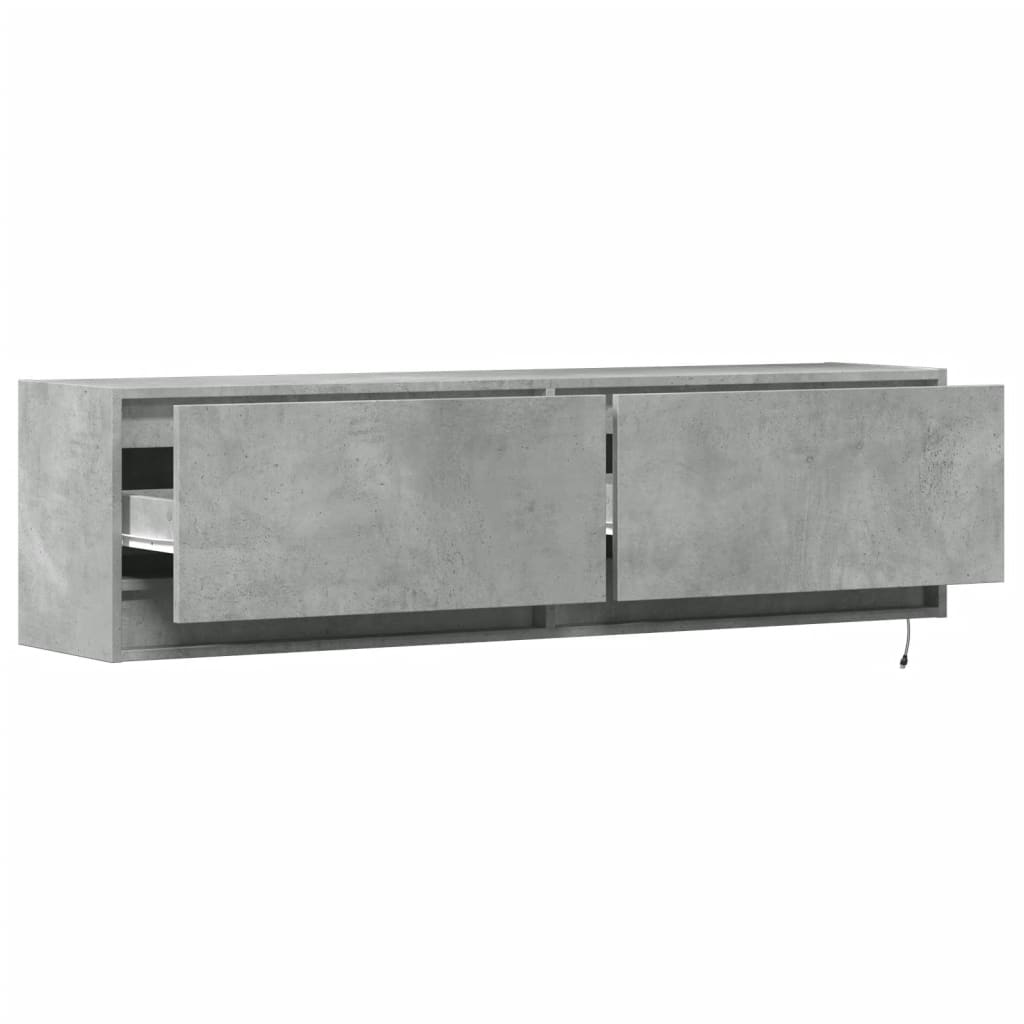 Zidni TV ormarić s LED svjetlima boja betona 140x31x38 cm