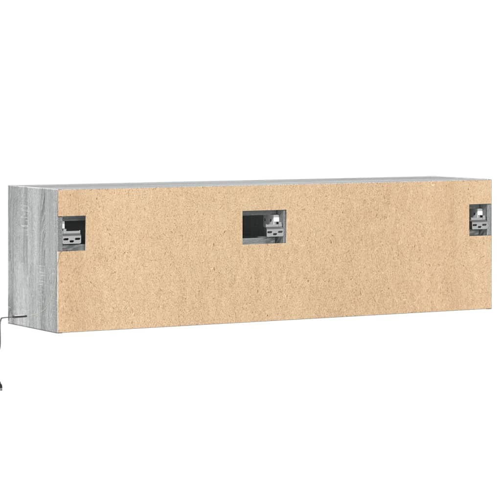 Zidni TV ormarić s LED svjetlima siva boja hrasta 140x31x38 cm