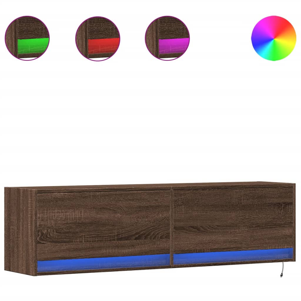 Zidni TV ormarić LED smeđa boja hrasta 140x31x38 cm
