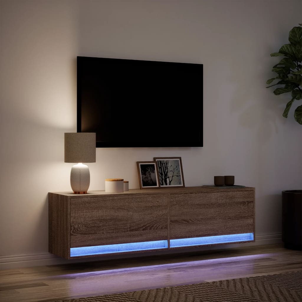 Zidni TV ormarić LED smeđa boja hrasta 140x31x38 cm
