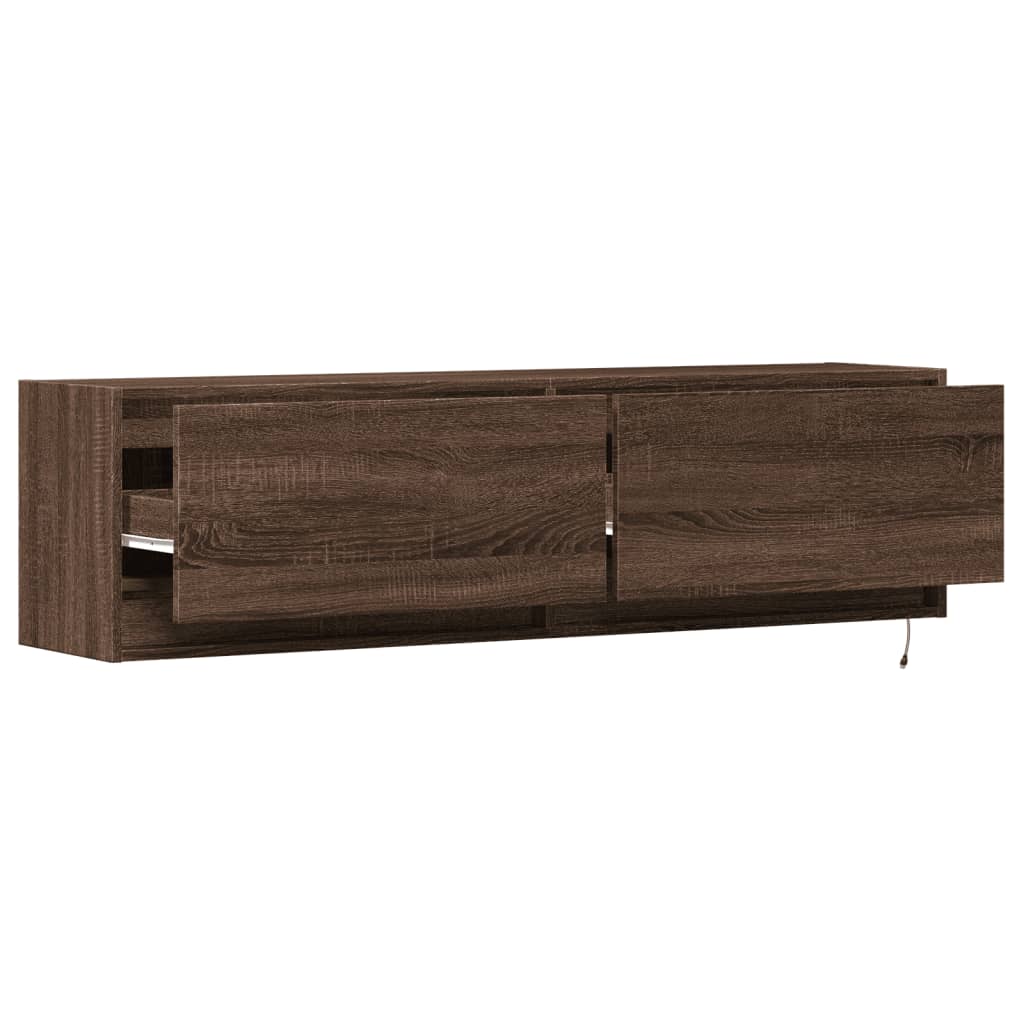 Zidni TV ormarić LED smeđa boja hrasta 140x31x38 cm