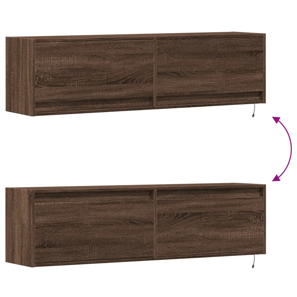Zidni TV ormarić LED smeđa boja hrasta 140x31x38 cm