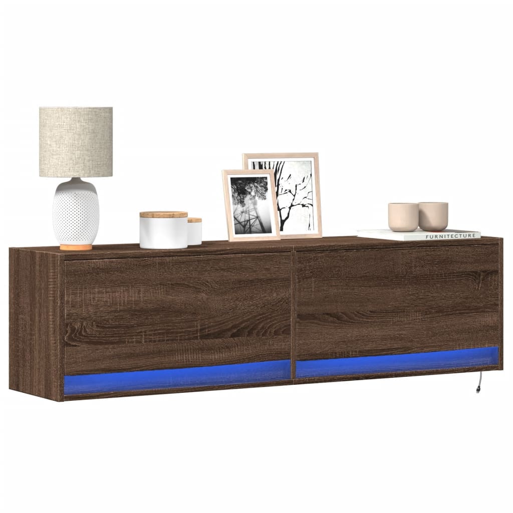 Zidni TV ormarić LED smeđa boja hrasta 140x31x38 cm