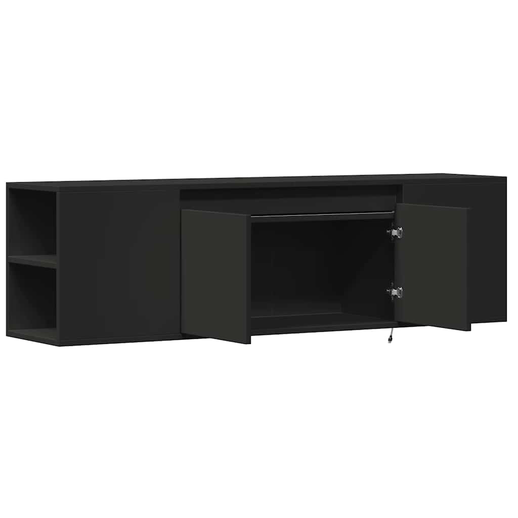 Zidni TV ormarić s LED svjetlima crni 135x31x39,5 cm