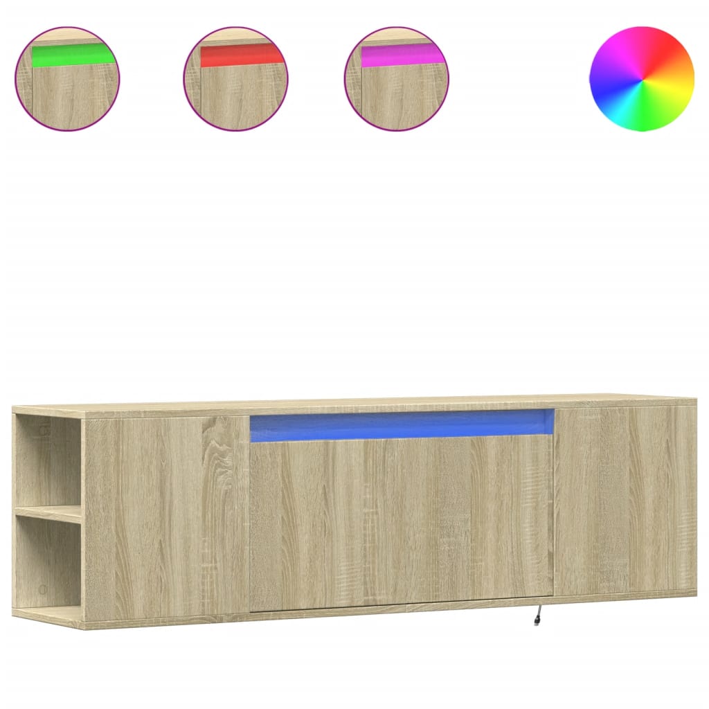 Zidni TV ormarić s LED svjetlima boja hrasta 135x31x39,5 cm