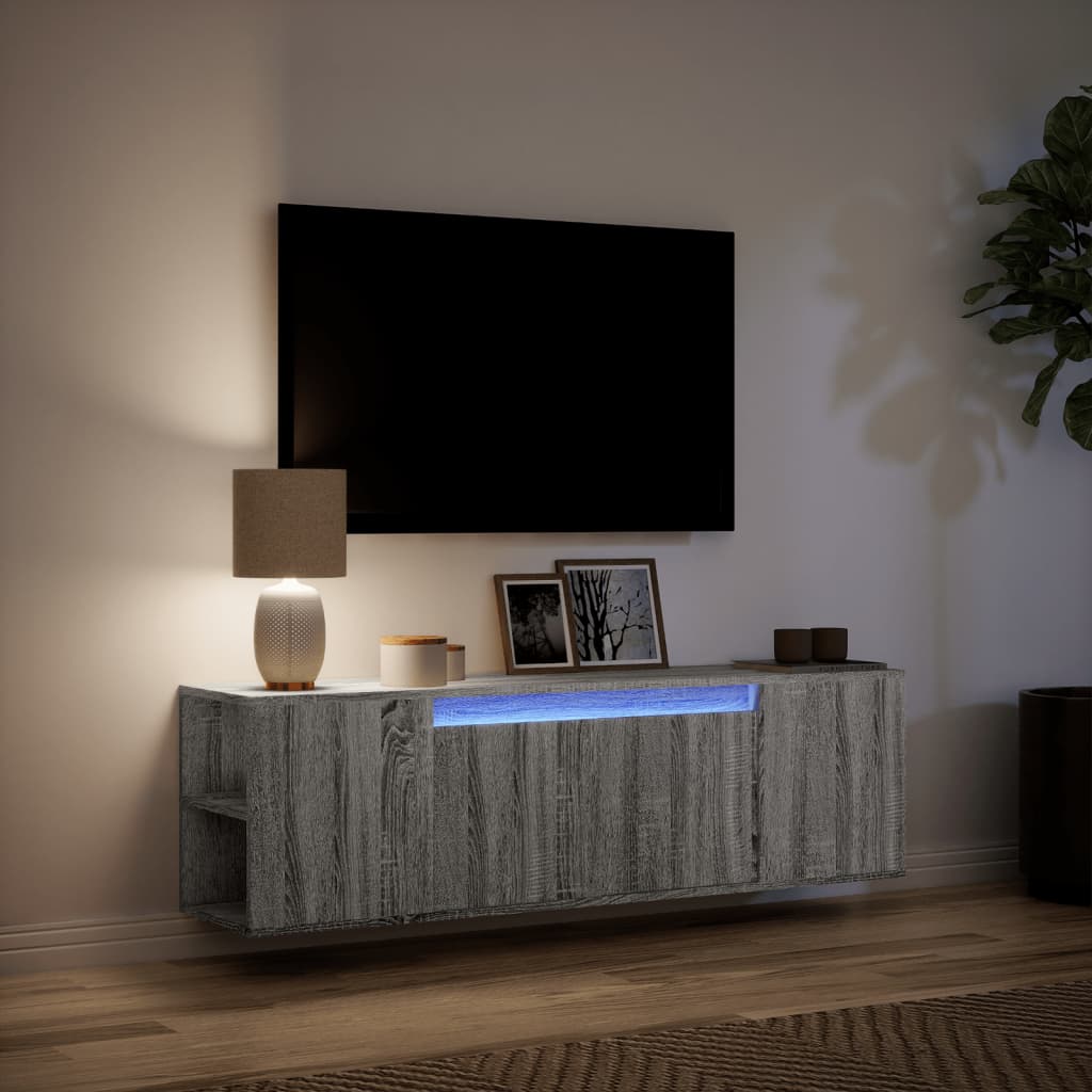 Zidni TV ormarić s LED svjetlima boja hrasta 135x31x39,5 cm