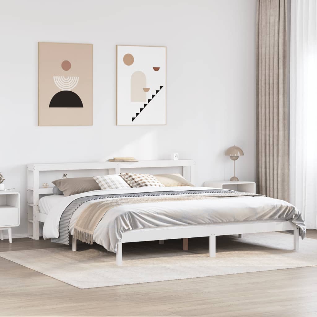 Okvir kreveta bez madraca bijeli 180x200 cm od masivne borovine