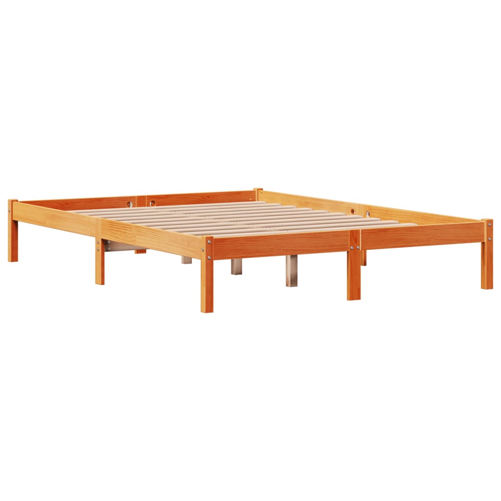 Okvir kreveta s uzglavljem voštano smeđi 140x190 cm od borovine