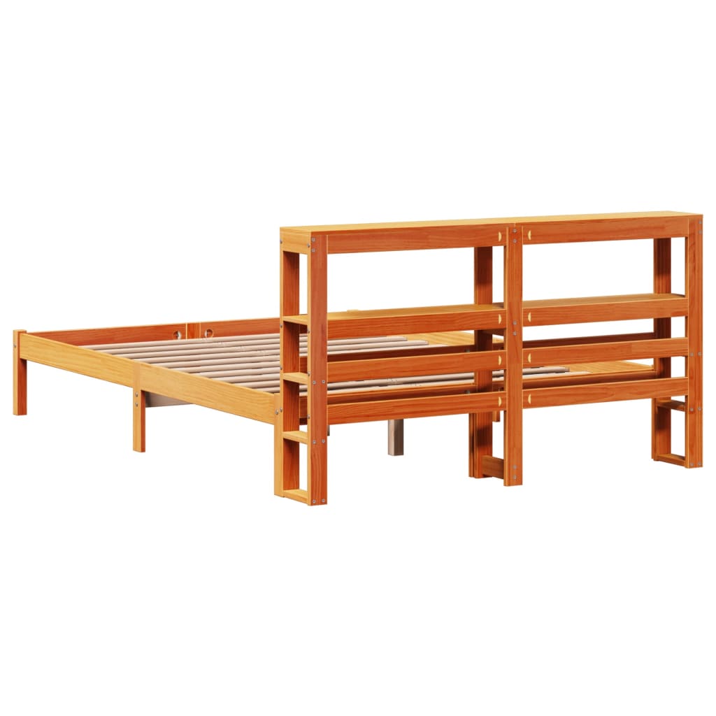 Okvir kreveta s uzglavljem voštano smeđi 160x200 cm od borovine