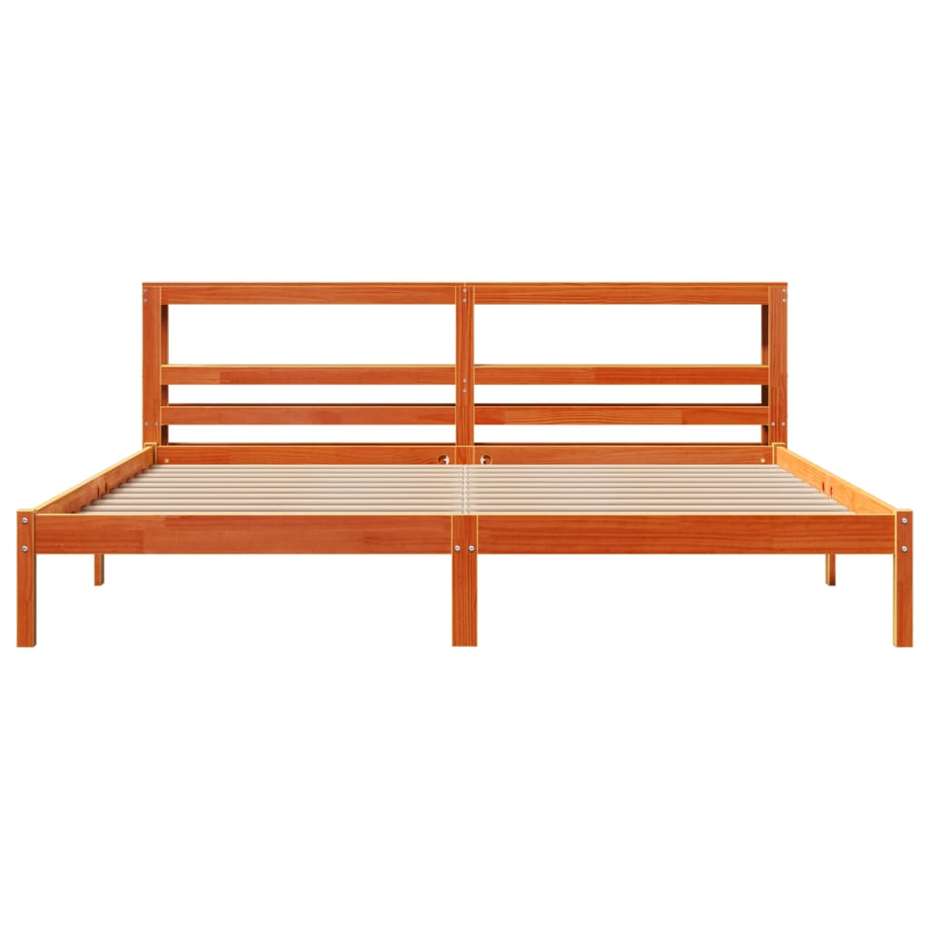 Okvir kreveta s uzglavljem voštano smeđi 200x200 cm od borovine
