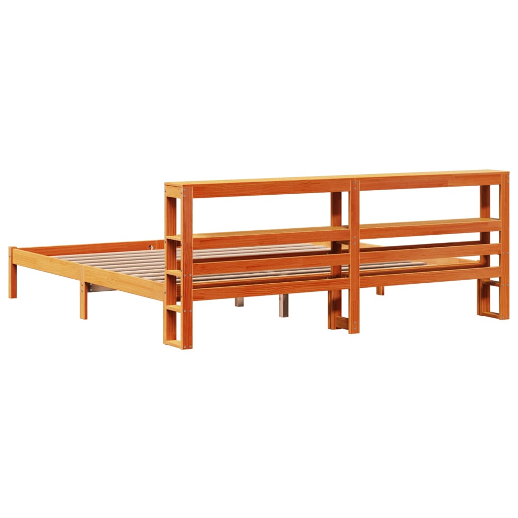 Okvir kreveta s uzglavljem voštano smeđi 200x200 cm od borovine