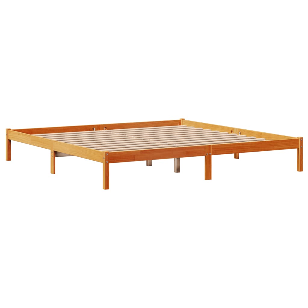 Okvir kreveta s uzglavljem voštano smeđi 200x200 cm od borovine