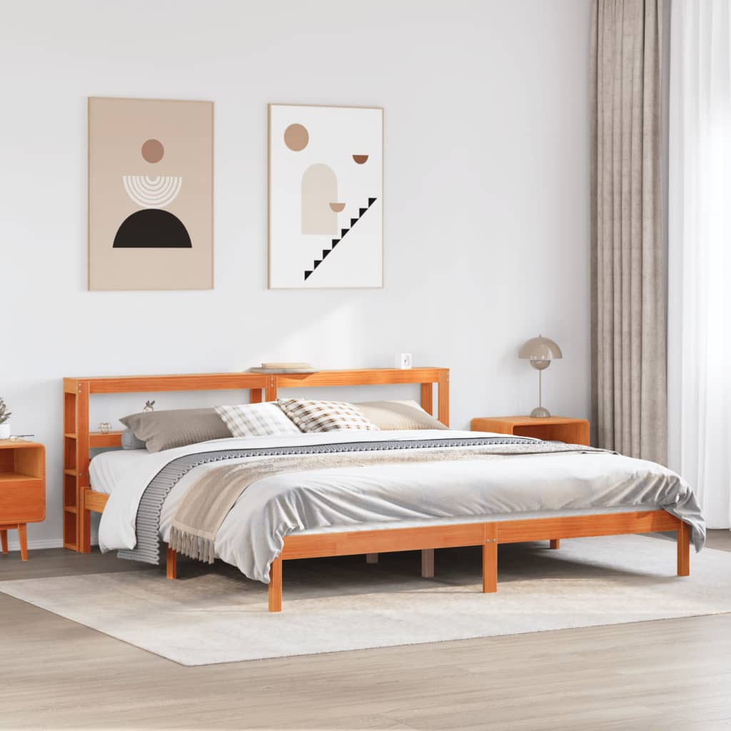 Okvir kreveta s uzglavljem voštano smeđi 200x200 cm od borovine
