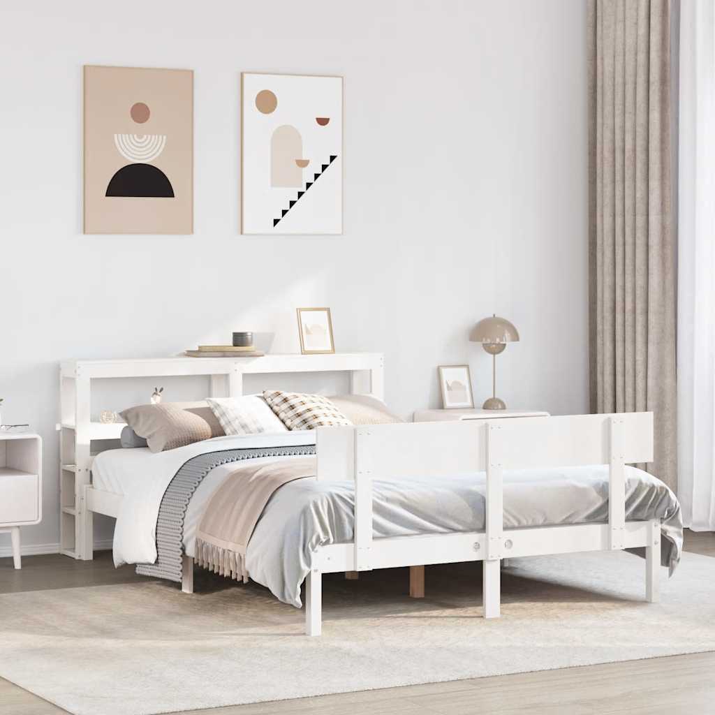 Okvir kreveta bez madraca bijeli 120 x 200 cm masivna borovina