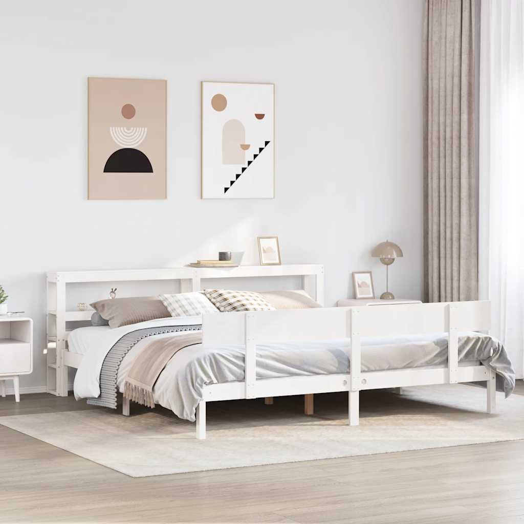 Okvir kreveta bez madraca bijeli 180x200 cm od masivne borovine