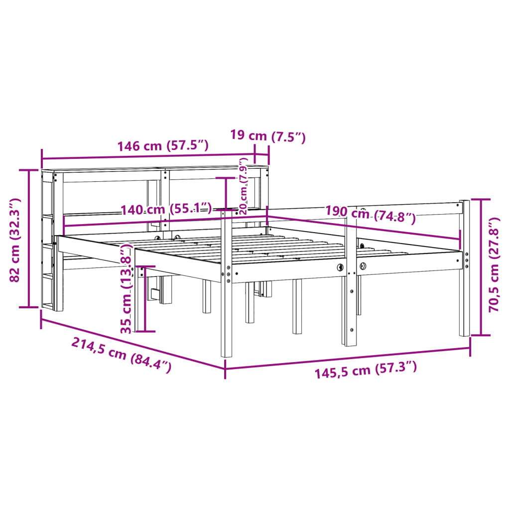 Krevet za starije s uzglavljem 140x190 cm od borovine
