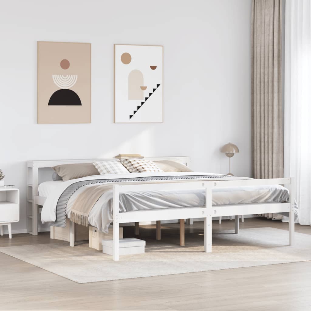 Krevet za starije s uzglavljem bijeli 180x200 cm borovina