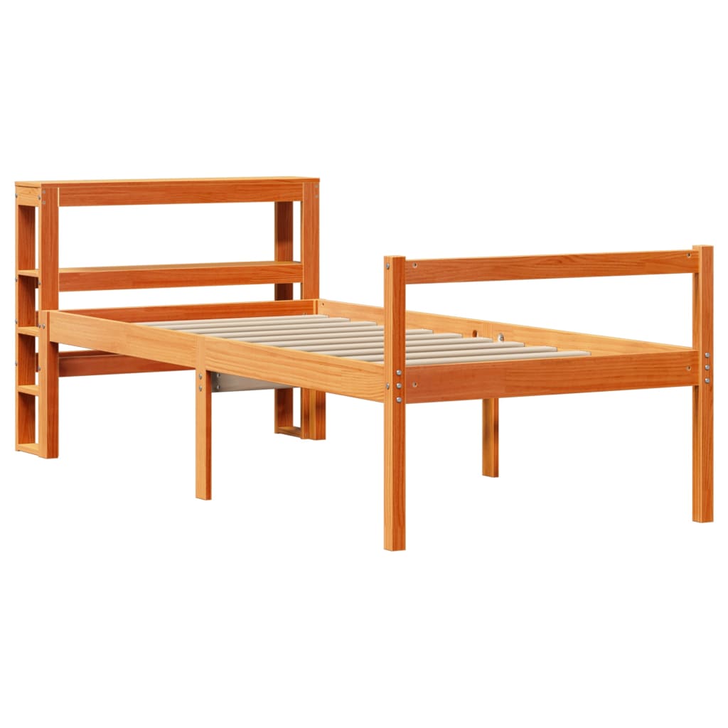 Okvir kreveta s uzglavljem voštano smeđi 75x190 cm od borovine